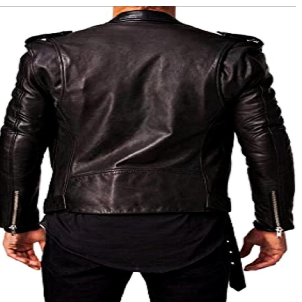 NOORA Men's Real Leather Black Jacket ST038
