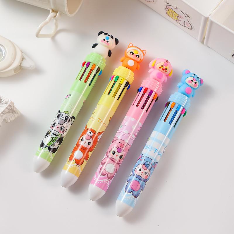 Студенческая Мультяшная Многоцветная Шариковая Ручка Милая Цветная Ручка 1 мл One Size розовый