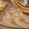 Elegant Zircon Circle S925 Silver Needle Earrings - Trendy, Fashionable, and Sophisticated Ear Cuffs for a Luxurious Feel