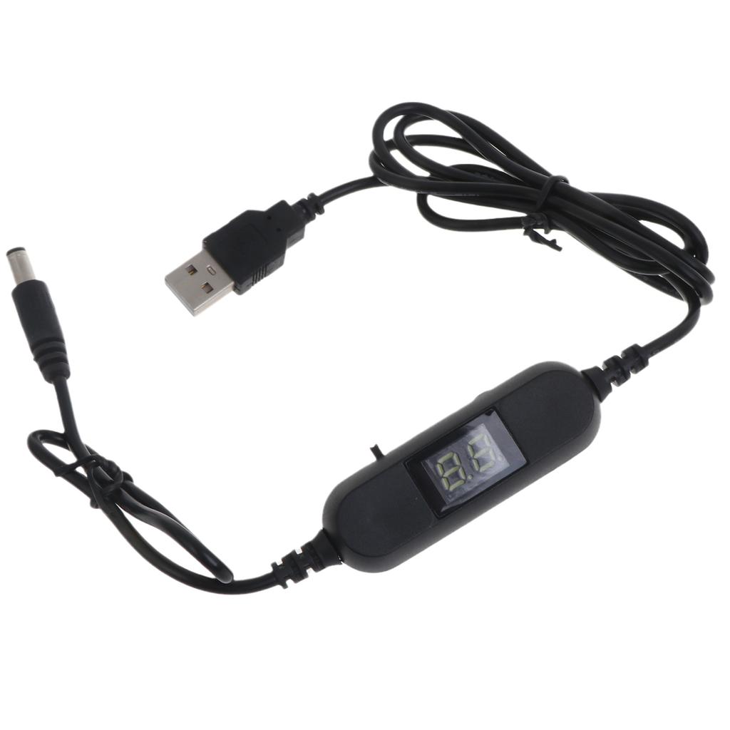 130cm USB To 1.5V 3V4.5V 6V 8V 12V 5.5x2.1mm Adjustable Voltages Cable with LED Voltmeter for Radio Light Fan Toy Clock