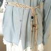 Pure Handmade Cotton Waist Rope Woven Fringed Beaded Famous Style Belt Women's Summer Simple and Versatile Waist Chain Literary and Retro