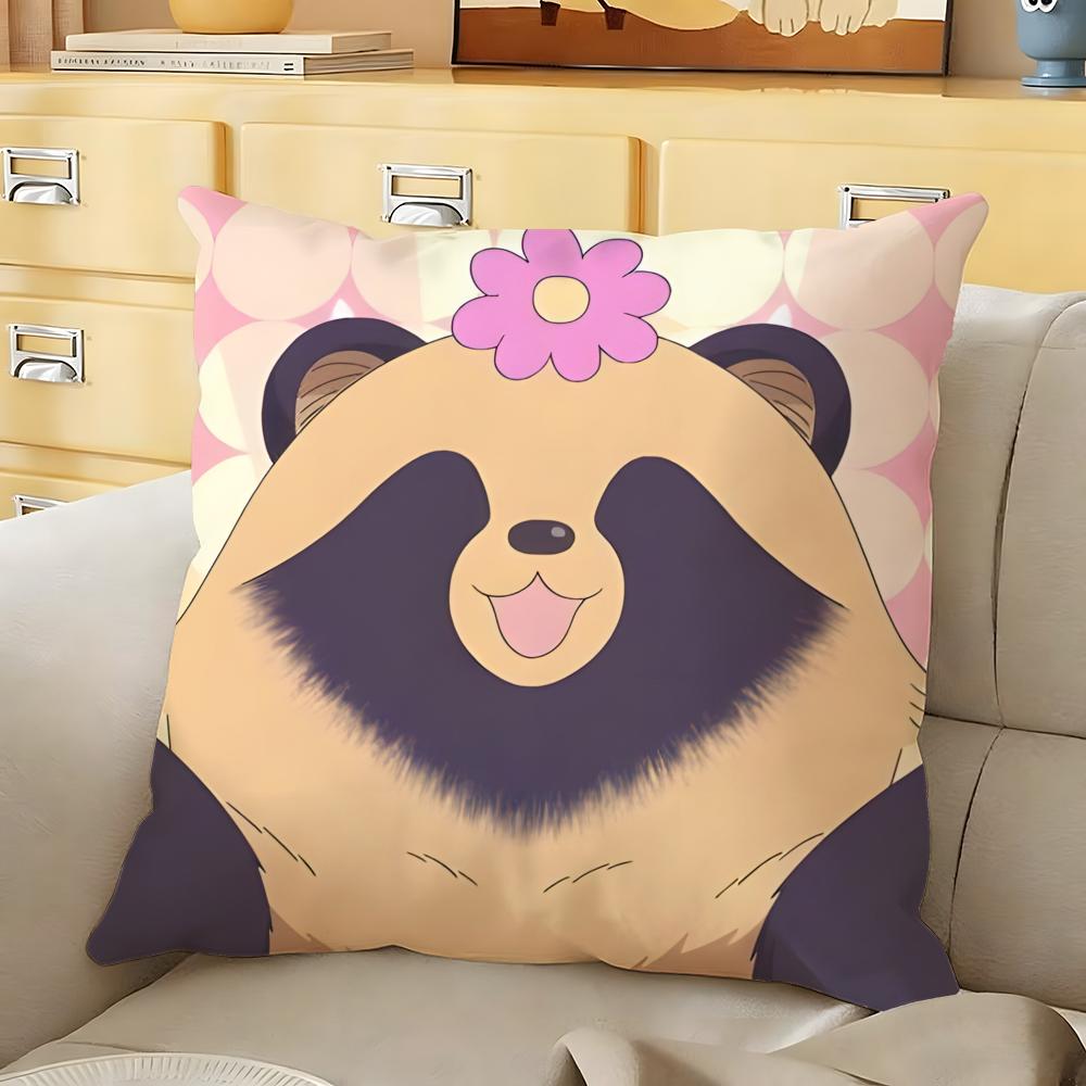 Cute with you and the rain tanuki Cushion Cover Soft Durable Reversible Pillow Cover Home MultiScene Daily Comfort Pillowcase
