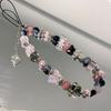Sweet and Cool Style Black and Pink Beads CCD Camera Wrist Strap DIY Bead Phone Chain Lanyard for Phone and Instant Camera To Prevent Loss