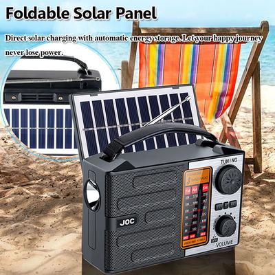 Portable Emergency Radio Solar Charging FM AM SW DSP Radios Receiver Wireless Bluetooth Speaker with Flashlight Support TF USB