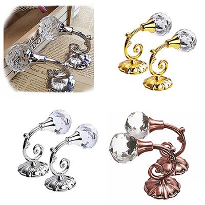 2 Pcs Large Rhinestone Hanging Hooks Curtain Wall Tie Back Hook Hanger Holder