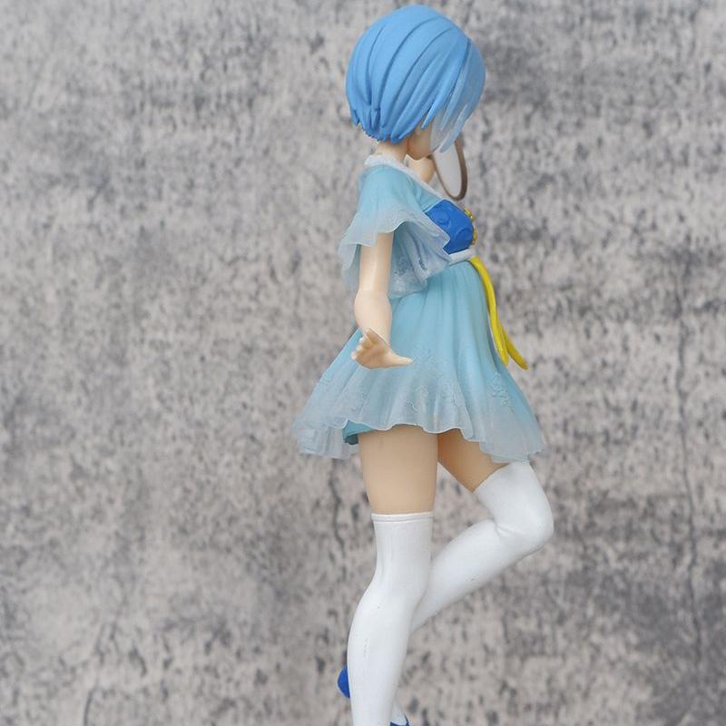 Anime Rem Ram Chinese Dress Standing Model PVC Toys Gifts Desktop Ornaments