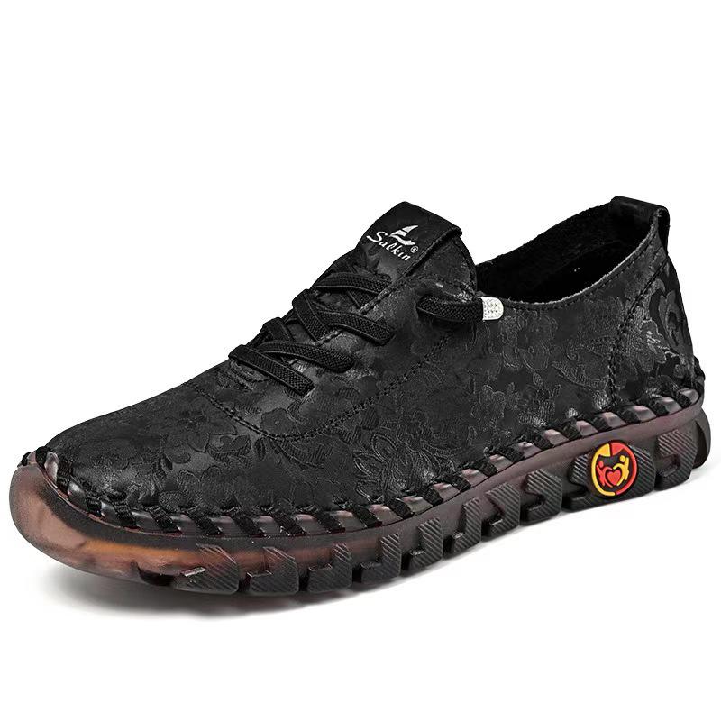 Fashion women Autumn Shoes Leather Loafers Woman Handmade Shoes Mom Printing Comfort Lightweight Oxford Soft Sole Women's Flat Shoes