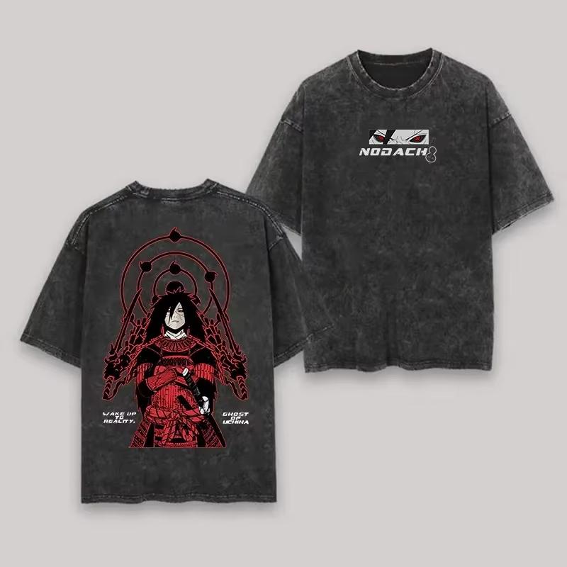 2026 NARUTO T-shirt, Washed Cotton Tee with Madara Uchiha "Wake Up To Reality" Double Sided Art Print, Oversized Streetwear