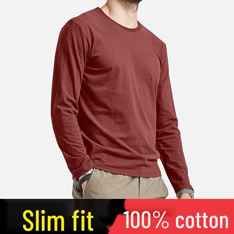 Men's Slim Fit Cotton Long Sleeve Base Layer Top for Autumn/Winter