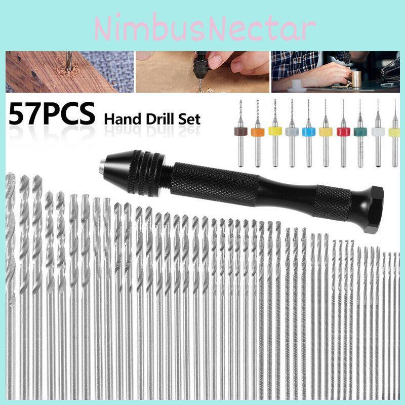 57pcs Mini Micro Alloy Twist Drill Bits Set For Precise Hand Diy Woodworking Tasks