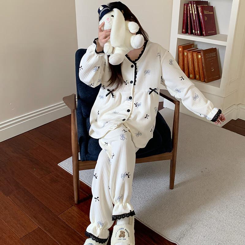 Women's Winter Warm Bow Knot Pajama Set