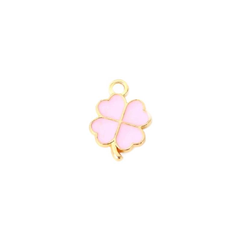 

200 Golden-Tone Clover Charms with Glossy Green Enamel Four-Leaf Good Luck Pendants for Necklace Earring Bracelet Jewelry Making 200PCS розовый