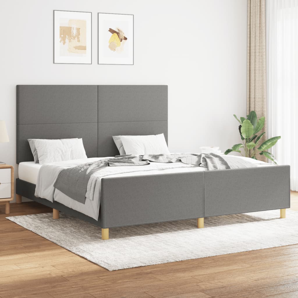 Vidaxl Bed Frame Without Mattress, Dark Gray, 160X200 Cm, Upholstered