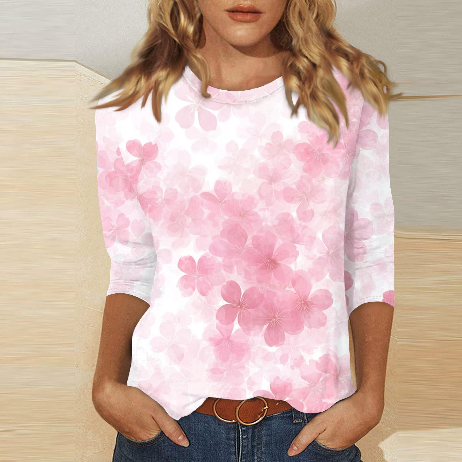 

Женский модный повседневный топ с рукавом три четверти и круглым вырезом с принтом XXL