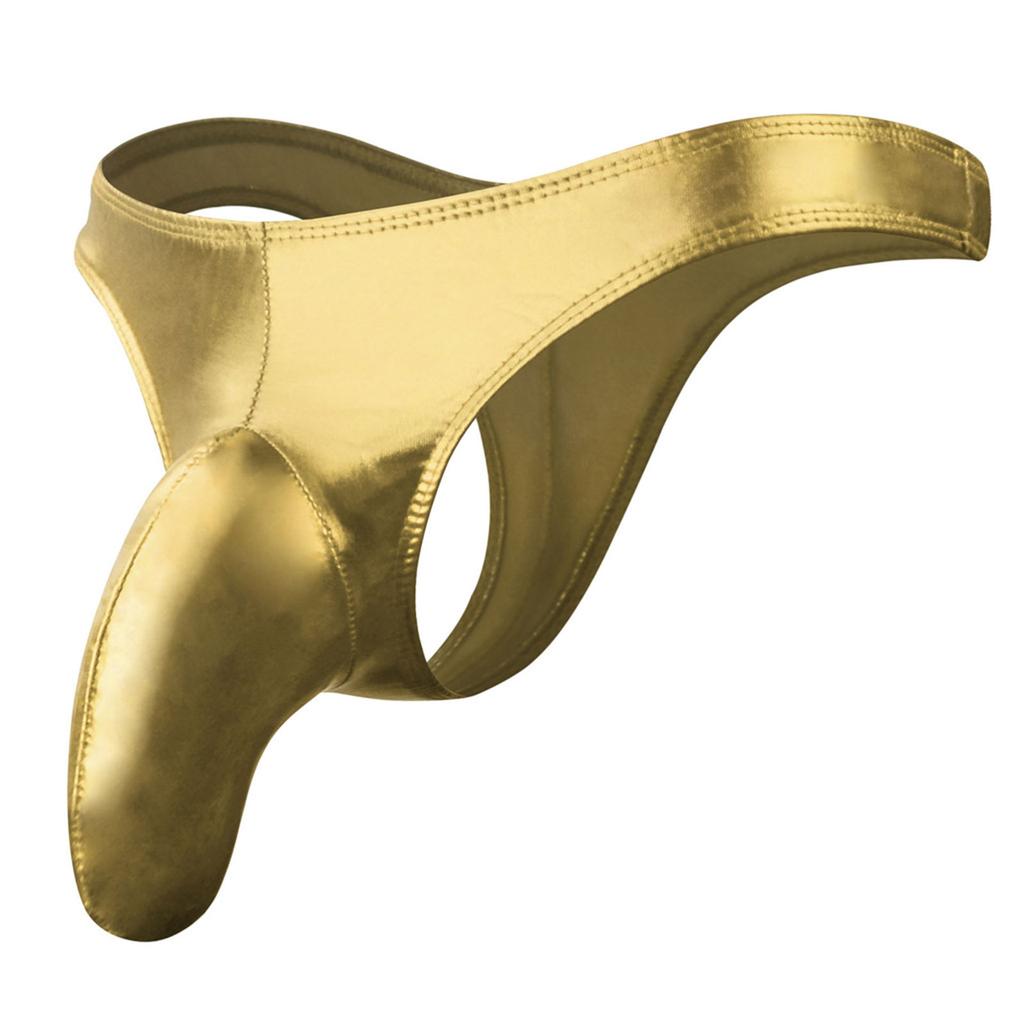 Mens Shiny Metallic Thong Low Rise Bulge Enhancer Breathable Stretchy Underwear Lingerie Partywear