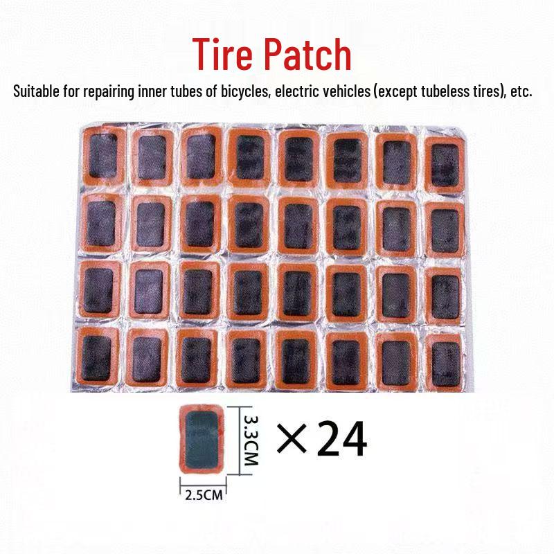 Mountain Bike Tire Repair Kit: 48 Square & Round Patches (25mm) for Cycling & Car Repairs