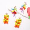Statement Drop Earrings with Round Bead Look Top, Colorful Lightweight Jewelry for Vacation Styling and Party Looks