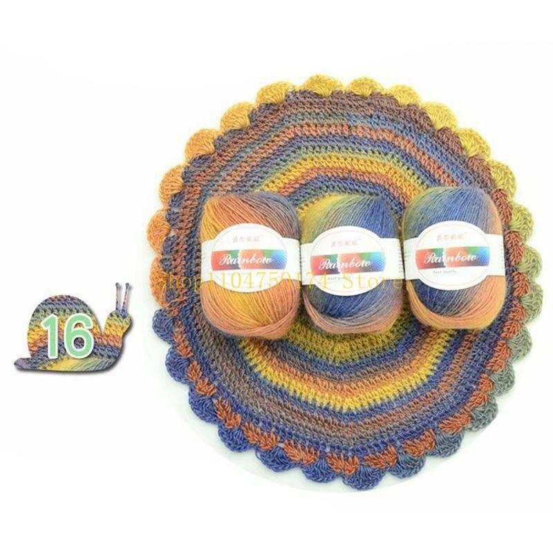 Soft Worsted Yarn Rainbow Gradient Colors DIY Baby Knitting Wool Shawl Scarf Swe top sale