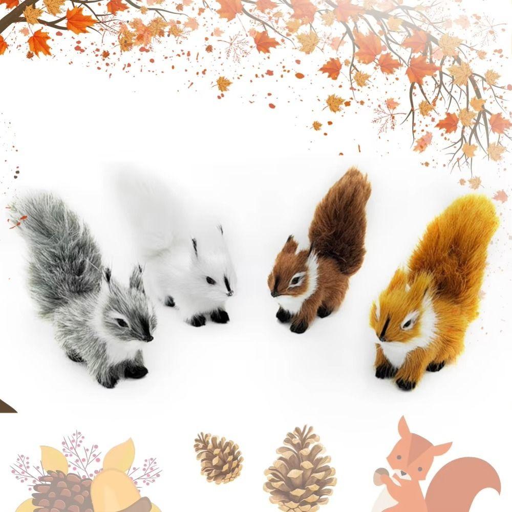 Plush Squirrel Miniatures Simulation Fur Simulation Animal Toy Christmas Decorations
