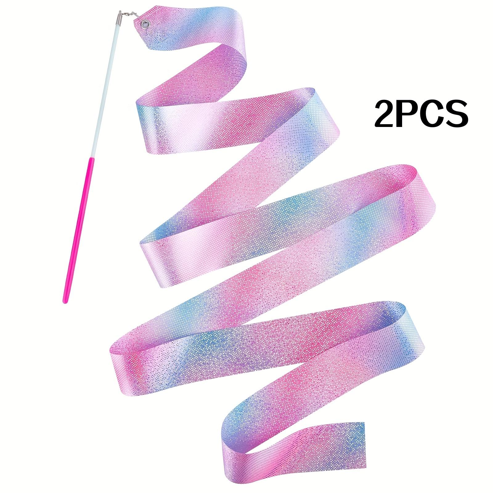 Набор из 2 штук Гимнастические ленты Ленты для танцев Детские шелковые шарфы Ленты для танцев Ручные ленты-флажки Танцевальные реквизиты Гимнастическое выступление Профессиональный