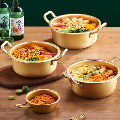 Korean Ramen Pot Aluminium Alloy/Stainless Steel Cooking Pots with Double Handle Gas Universal Soup Stew Pan Cookware