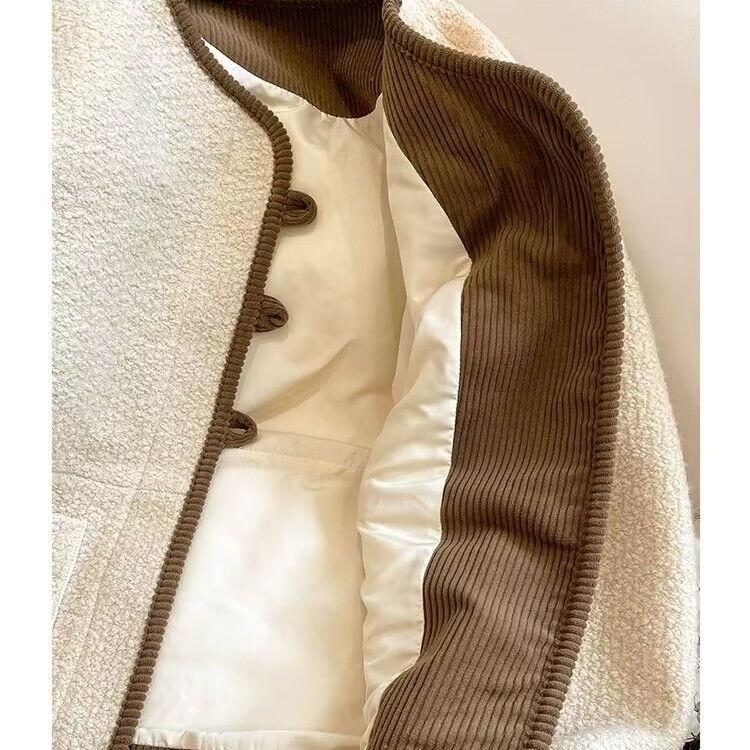 Fashionable and Slimming Sheepskin Coat with Thickened Cotton for Women In Autumn and Winter