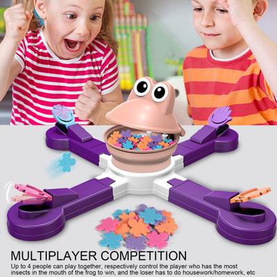 Jeu d'alimentation de dinosaure électrique Jouet Bouche mobile Multijoueur Lanceur de nourriture de grenouille Animal Compétitif Éducatif Jouet d'alimentation