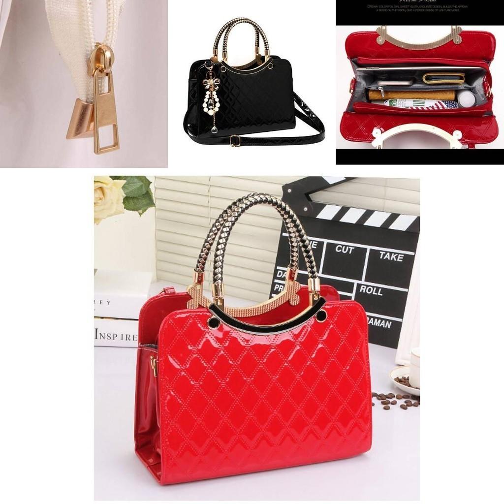 Borsa a Spalla alla Moda in Ecopelle PU ad Alta Capacità con Design a Rombo per Donna