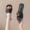 Sandali da spiaggia estivi antiscivolo da donna con chiusura a fibbia quadrata - Scarpe casual con punta aperta per un piede, tomaia in PVC e sottopiede rivestito in sintetico