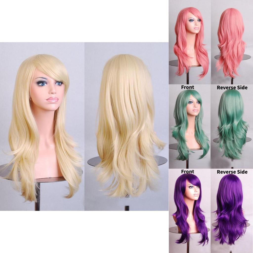 Cross Border Anime Cosplay Wavy Wig With Heat Resistant Fiber For Women