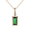18K Rose Gold-Plated Necklace with Natural Emerald Tourmaline Pendant