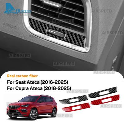 Real Soft Carbon Fiber Sticker For SEAT Ateca 5F 2016-2025 For Cupra Ateca 5F 2018-2025 LHD RHD Car Central Control Air Outlet
