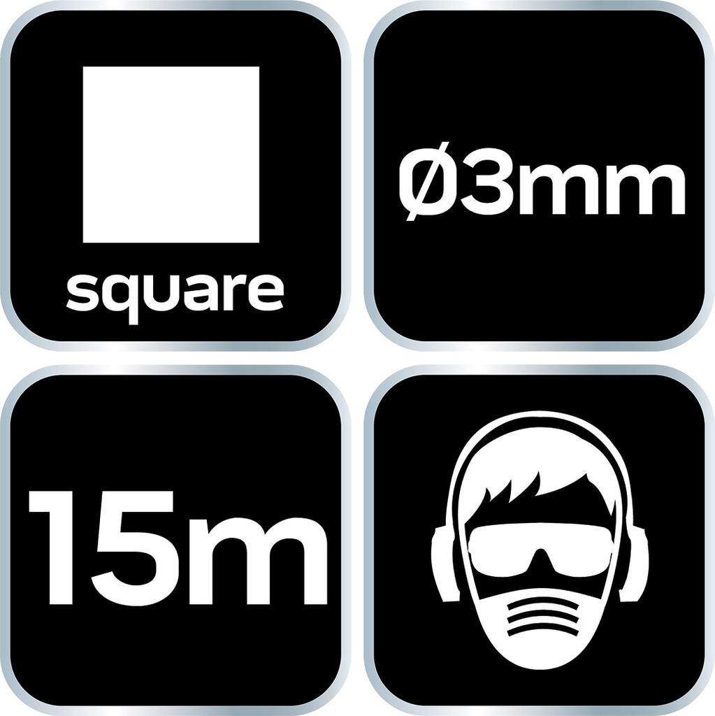 Square trimmer line, diameter 3 mm, length 15 m