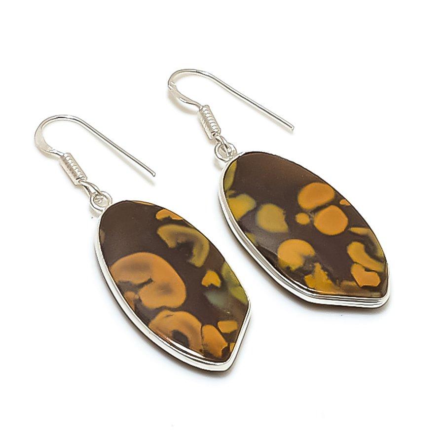Natural Fruit Jasper Gemstone 925 Sterling Silver Jewelry Earring 1.89  AE-12153