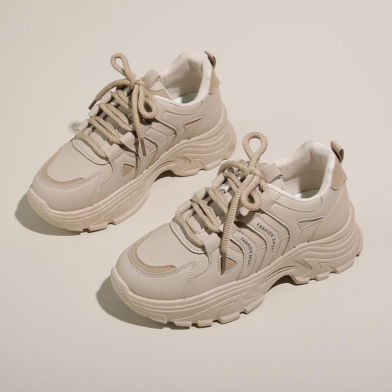 ins Korean version of the new dad shoes girl 2025 autumn student versatile sports running casual shoes platform heightening shoes
