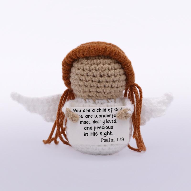 Funny Crochet Positive Inspirational Emotional Support Cat Doll Home Room Decoration Handmade Knitted Cat Desktop Ornament Gift