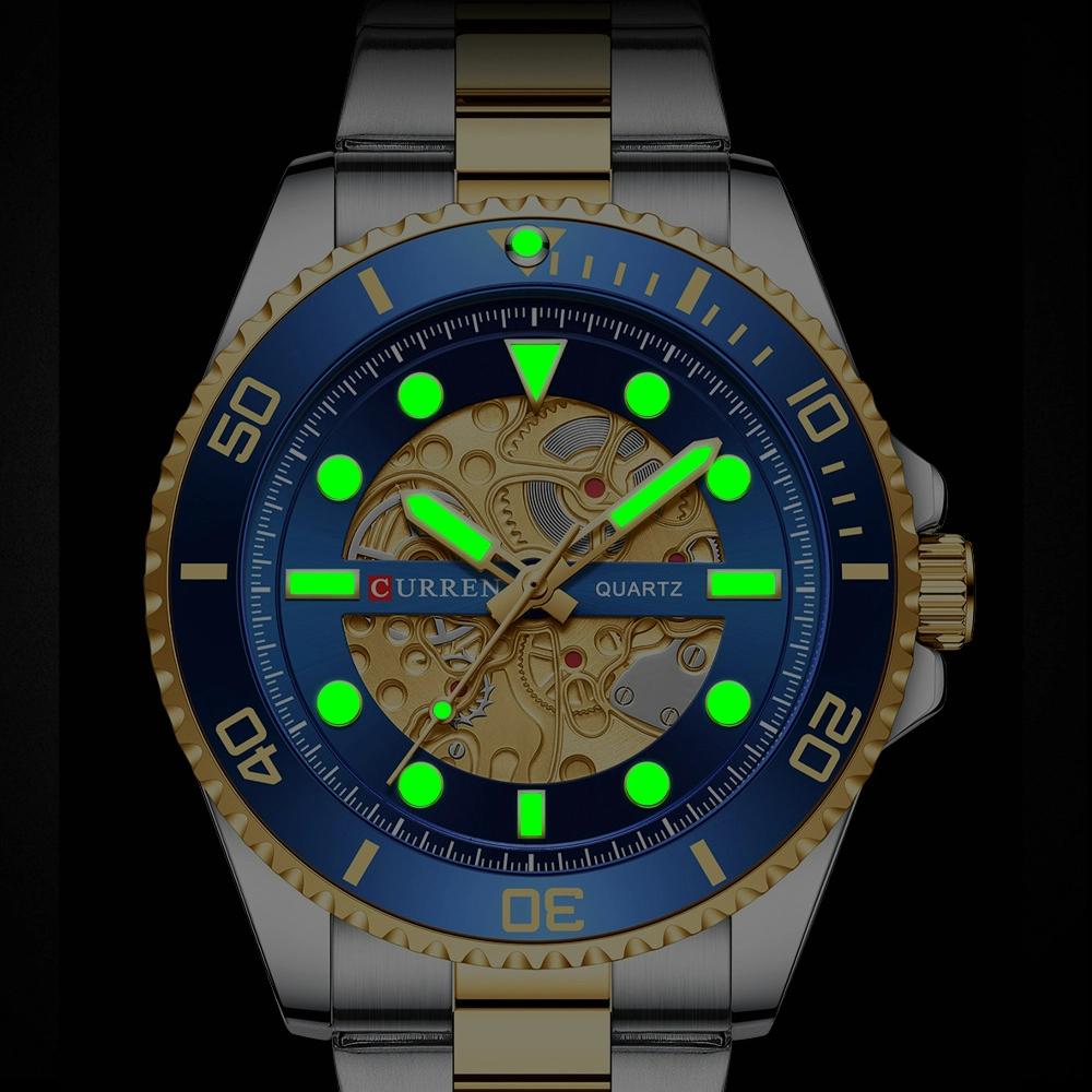 CURREN Fashion Business Men's Watch Quartz Waterproof Night Light Unique Rotating Bezel Luxury Watches