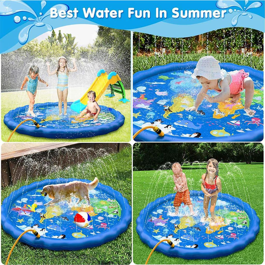Outdoor Splash Mat PVC Foldable Portable Non Toxic Odorless Inflatable Splash Pad for Toddlers Alphabet