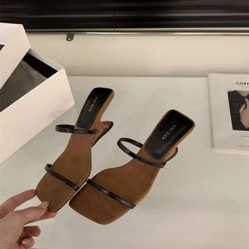 Internet Celebrity Beautiful Slope Heel High Heel Small Cool Slippers Women 2025 Summer Wear Foreign Style High Sense Gold Word with Sandals