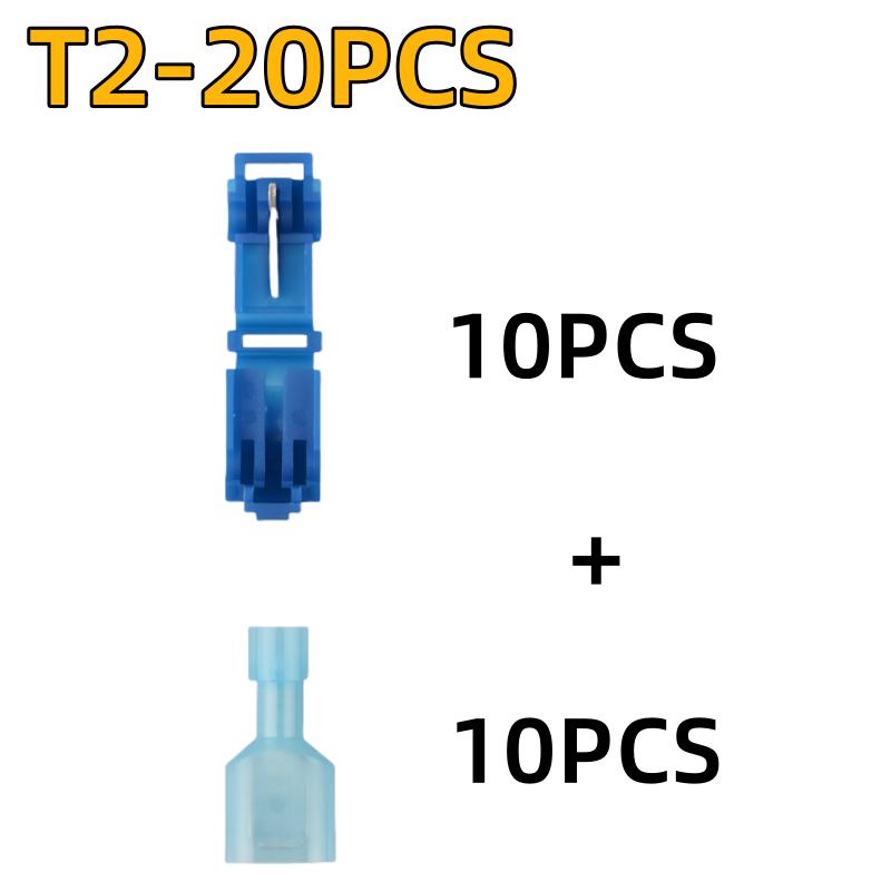 New 100-10PCS T-shaped Wire Connector Self Stripping Quick Splice Crimp Terminals Block Lock Snap Splice Lock Tape Insulation