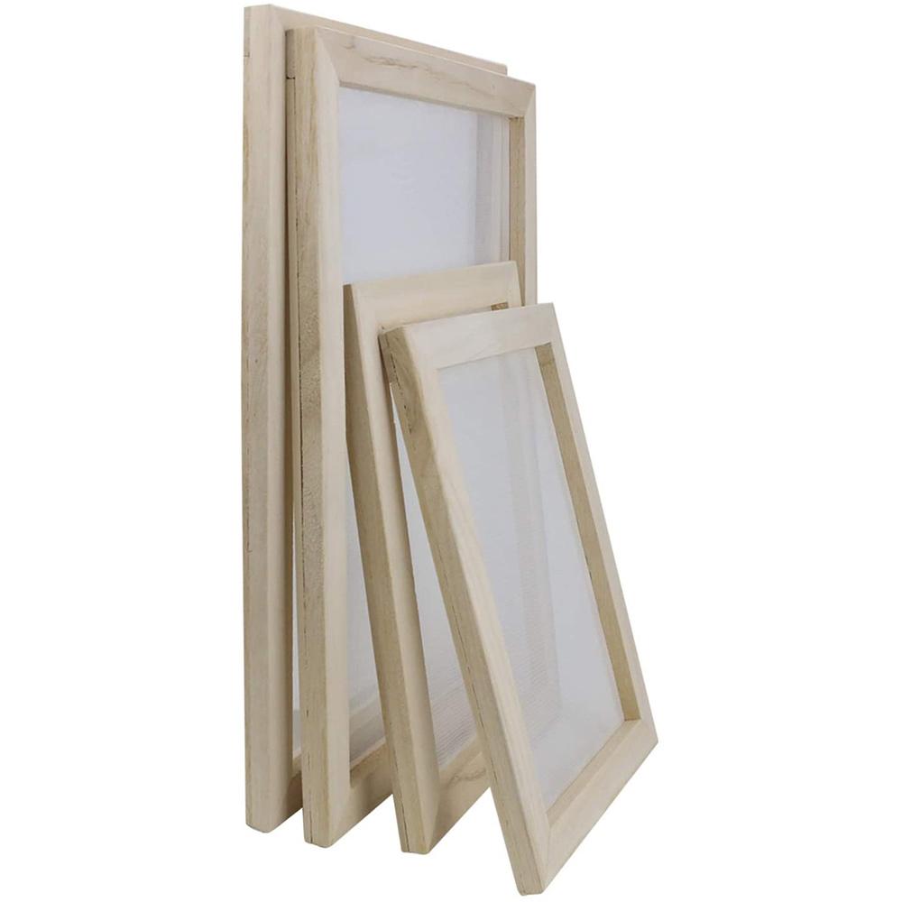 Fresh 4 Pack Wooden Paper Making Mould Frame, Screen Printing Frame For DIY Paper Craft And Dried Flower Handcraft, 2 Size