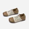 Johnature Cowhide Mixed Colors Casual Flats Comfortable Retro Genuine Leather Lace Up Versatile Women's Shoes