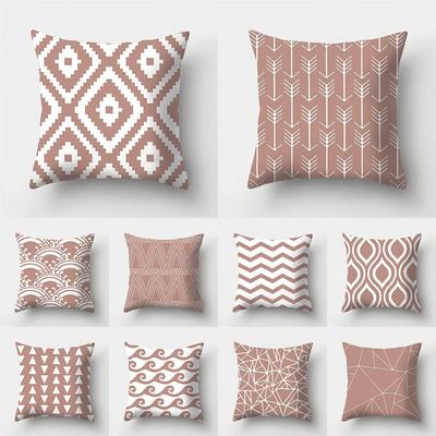 Brauner geometrischer Streifendruck Polyester Kissenbezug für Zuhause Wohnzimmer Sofa Dekoration Dekokissen Kissenbezug
