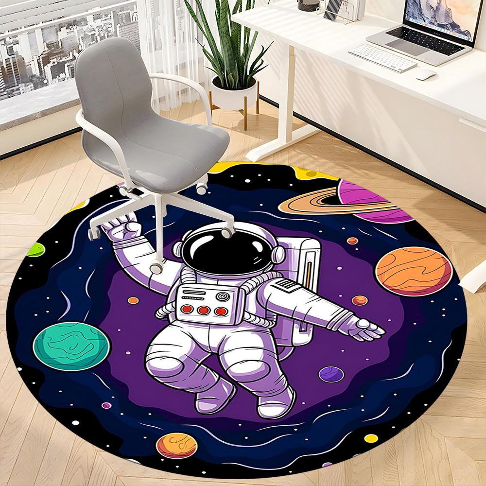 1pc Space Explorer Office Round Area Rug, Under Office Chairs Bedroom Living Room Home Decor, Room Deco
