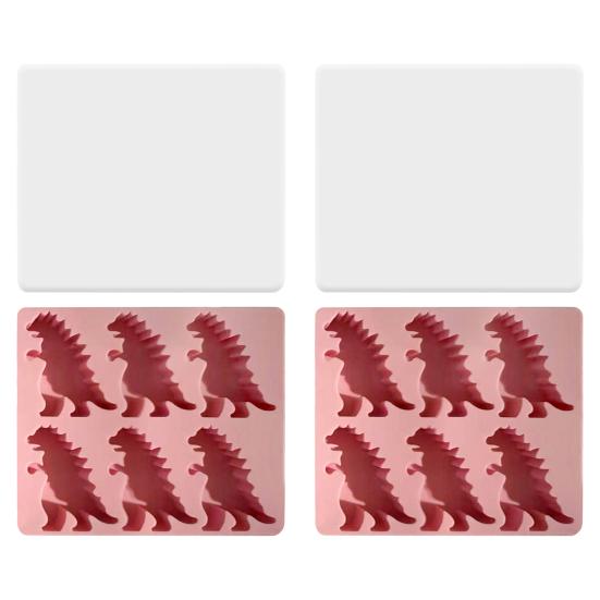 Dinosaur Ice Cube Mold Easy Fill Release 6 Cavity Gojira Ice Tray Freezer Safe Ice Maker for Summer Drinks Cocktail Party