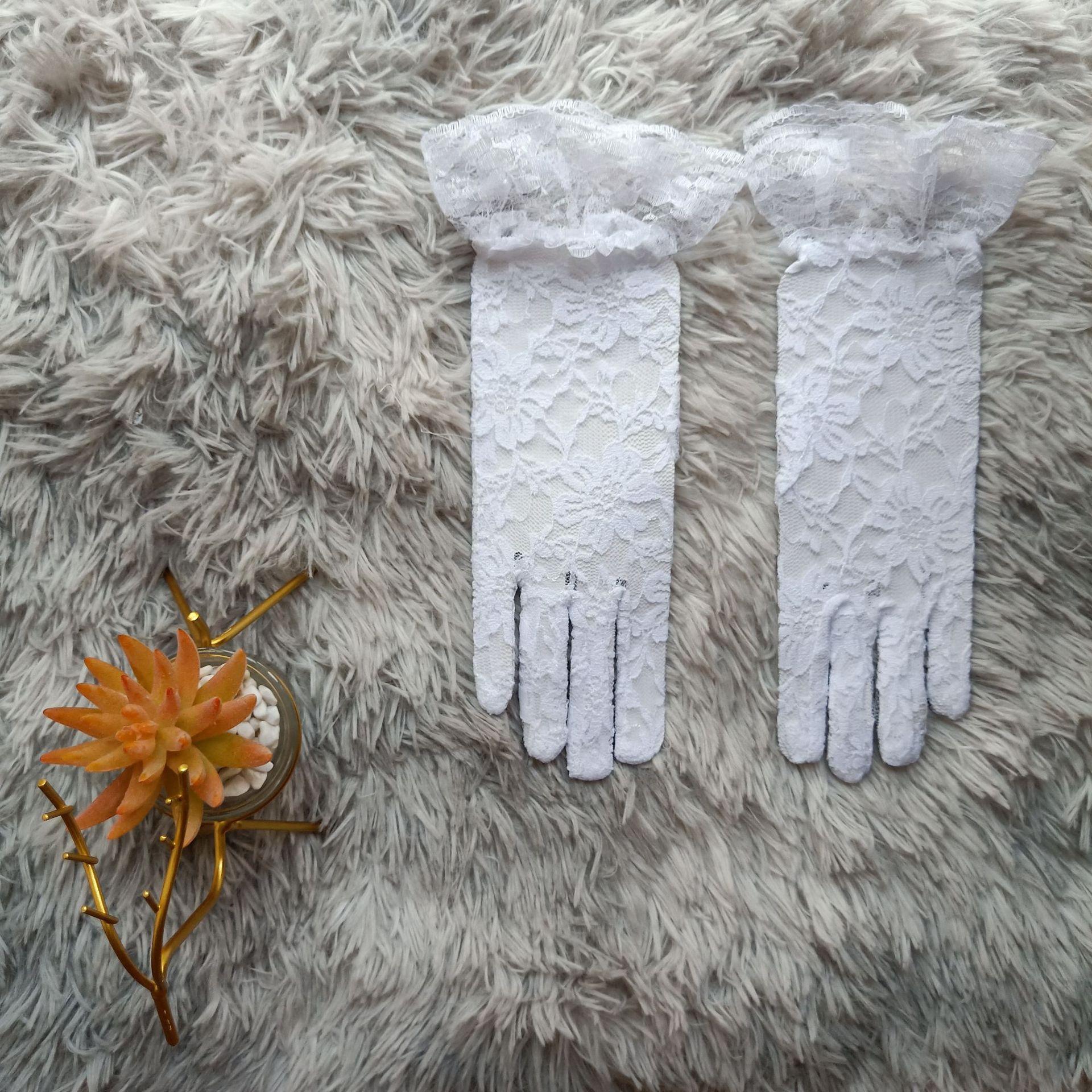

Летние кружевные перчатки от солнца с хризантемами, перчатки для сценических выступлений one size fits all белый