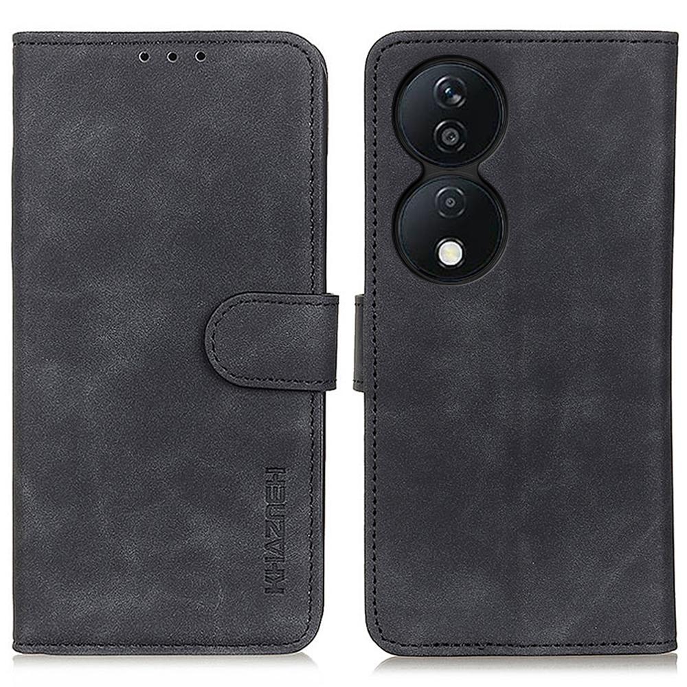 

KHAZNEH Для Honor X7b 4G/90 Смарт-кейс Кошелек Чехол для телефона из искусственной кожи Ретро текстура Black