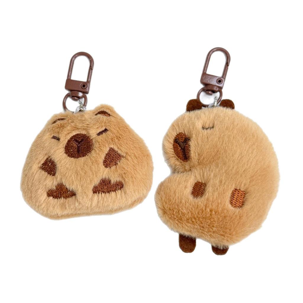 Derpy Capybara Plush Keychain Doll - Cartoon Charm & Apparel Accessory