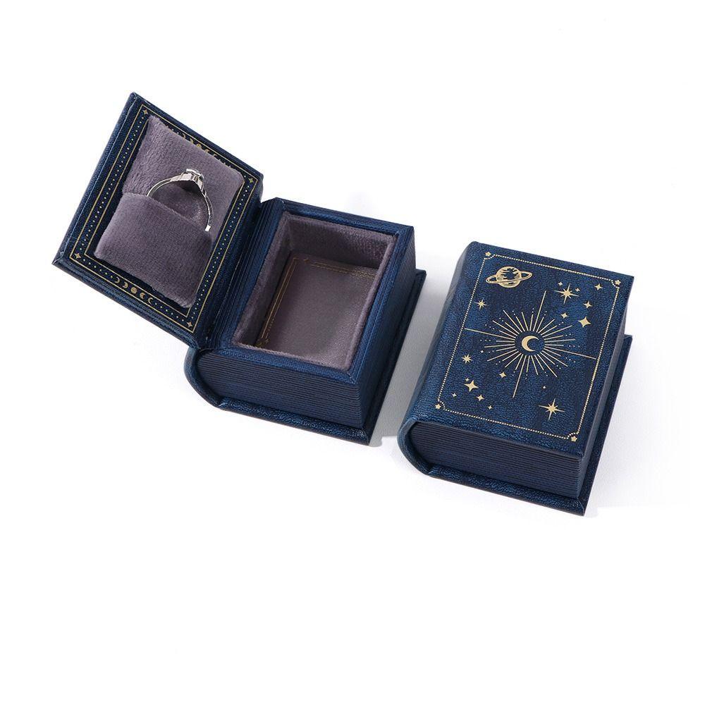 Flip Lid Engagement Ring Case Velvet Jewelry Packaging Small Book Shape Ring Box Gift Box