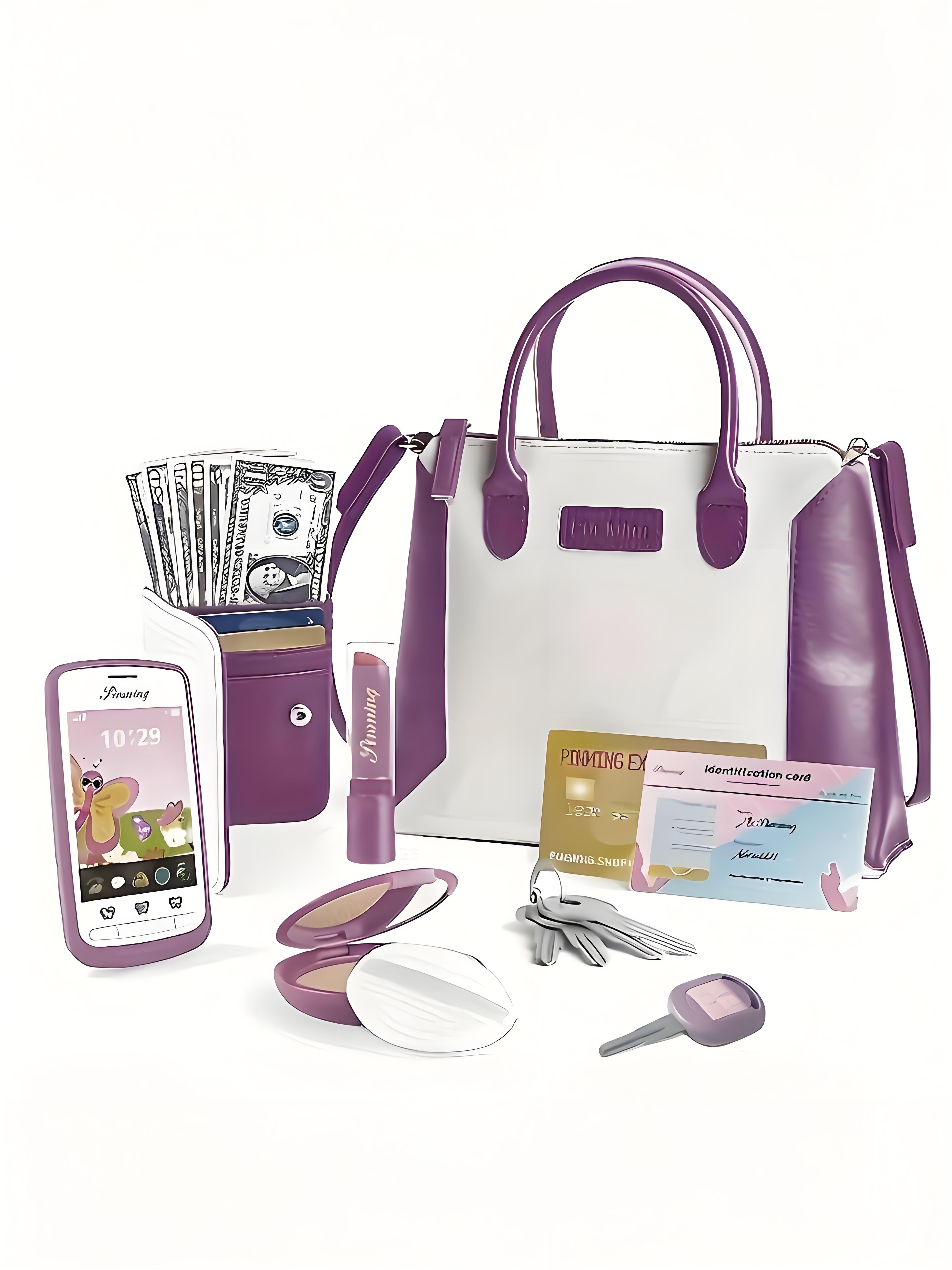 

Princess Cosmetic Handbag with Pretend Makeup - White & Purple, Kids Gift Idea фіолетовий